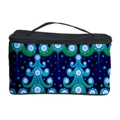 Christmas Tree Snow Green Blue Cosmetic Storage Case by Mariart