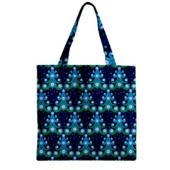 Christmas Tree Snow Green Blue Zipper Grocery Tote Bag by Mariart