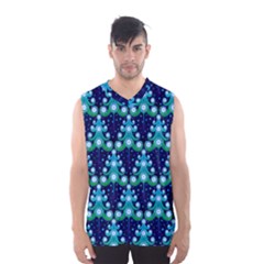 Christmas Tree Snow Green Blue Men s Basketball Tank Top by Mariart