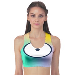 Illustrated Circle Round Polka Rainbow Sports Bra by Mariart