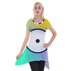 Illustrated Circle Round Polka Rainbow Short Sleeve Side Drop Tunic by Mariart