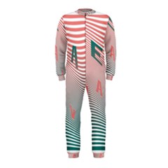 Heat Wave Chevron Waves Red Green Onepiece Jumpsuit (kids) by Mariart