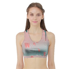 Heat Wave Chevron Waves Red Green Sports Bra With Border by Mariart