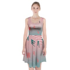 Heat Wave Chevron Waves Red Green Racerback Midi Dress by Mariart