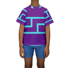 Illustrated Position Purple Blue Star Zodiac Kids  Short Sleeve Swimwear by Mariart