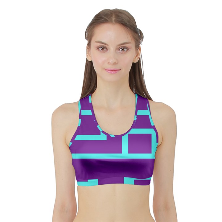 Illustrated Position Purple Blue Star Zodiac Sports Bra with Border