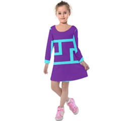 Illustrated Position Purple Blue Star Zodiac Kids  Long Sleeve Velvet Dress by Mariart