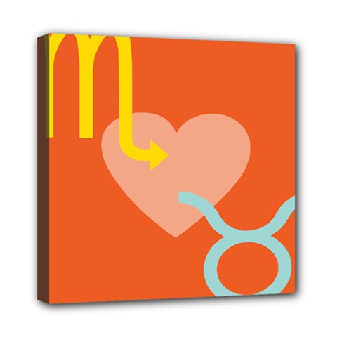 Illustrated Zodiac Love Heart Orange Yellow Blue Mini Canvas 8  X 8  by Mariart