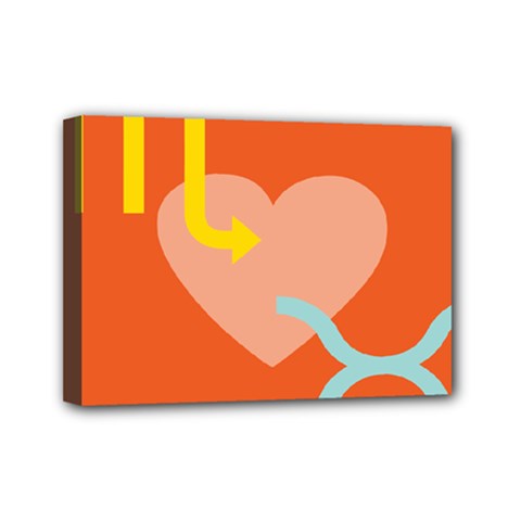 Illustrated Zodiac Love Heart Orange Yellow Blue Mini Canvas 7  X 5  by Mariart