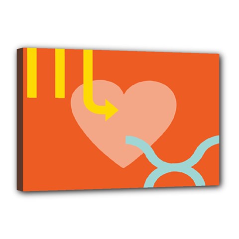 Illustrated Zodiac Love Heart Orange Yellow Blue Canvas 18  X 12  by Mariart