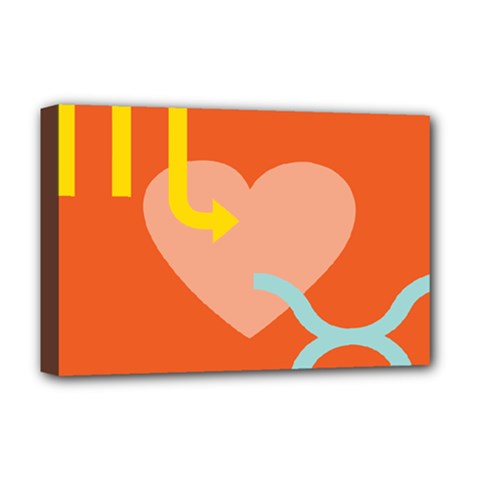 Illustrated Zodiac Love Heart Orange Yellow Blue Deluxe Canvas 18  X 12   by Mariart