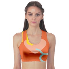 Illustrated Zodiac Love Heart Orange Yellow Blue Sports Bra by Mariart