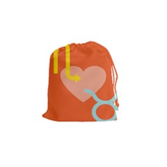 Illustrated Zodiac Love Heart Orange Yellow Blue Drawstring Pouches (small)  by Mariart