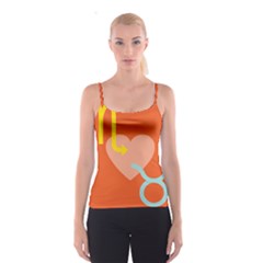 Illustrated Zodiac Love Heart Orange Yellow Blue Spaghetti Strap Top by Mariart