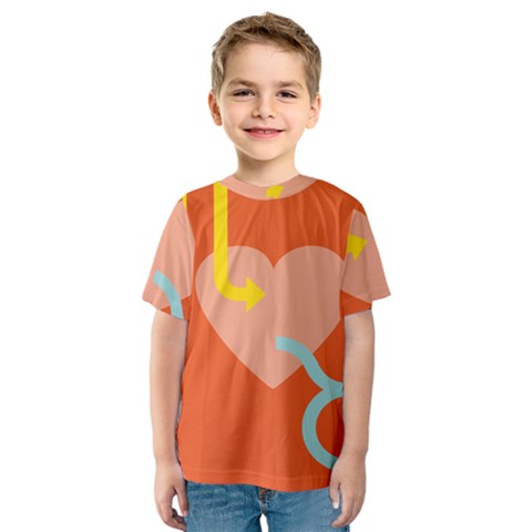 Illustrated Zodiac Love Heart Orange Yellow Blue Kids  Sport Mesh Tee by Mariart