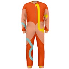 Illustrated Zodiac Love Heart Orange Yellow Blue Onepiece Jumpsuit (men)  by Mariart