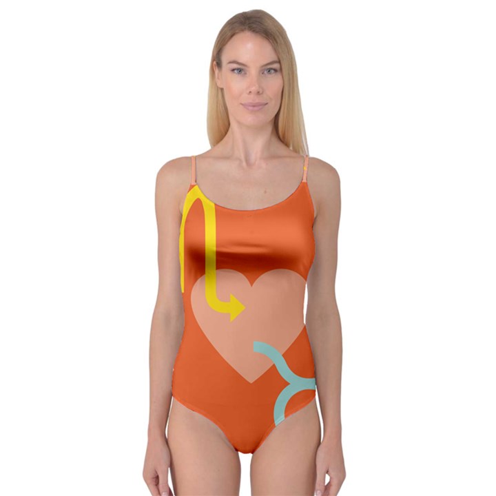 Illustrated Zodiac Love Heart Orange Yellow Blue Camisole Leotard 