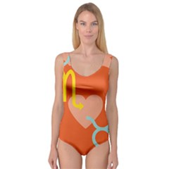 Illustrated Zodiac Love Heart Orange Yellow Blue Princess Tank Leotard  by Mariart