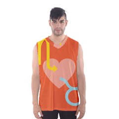 Illustrated Zodiac Love Heart Orange Yellow Blue Men s Basketball Tank Top by Mariart