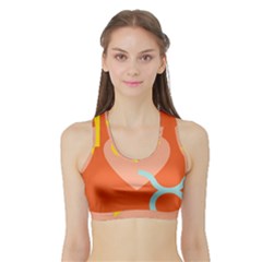 Illustrated Zodiac Love Heart Orange Yellow Blue Sports Bra With Border by Mariart