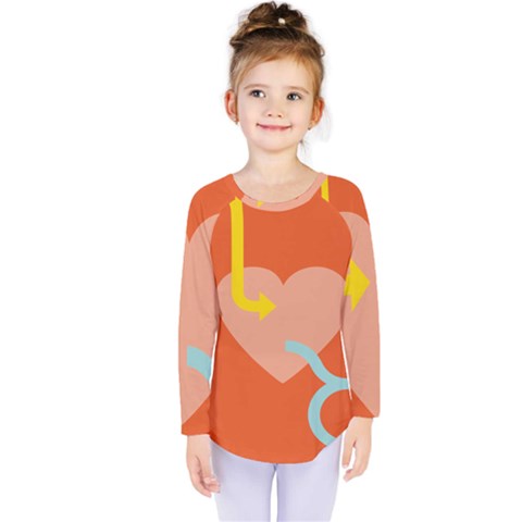 Illustrated Zodiac Love Heart Orange Yellow Blue Kids  Long Sleeve Tee by Mariart