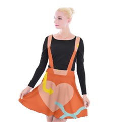 Illustrated Zodiac Love Heart Orange Yellow Blue Suspender Skater Skirt