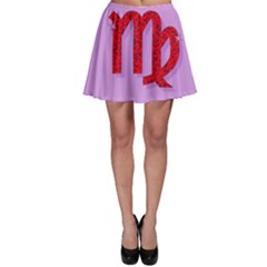 Illustrated Zodiac Purple Red Star Polka Skater Skirt by Mariart