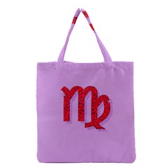 Illustrated Zodiac Purple Red Star Polka Grocery Tote Bag by Mariart