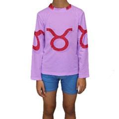 Illustrated Zodiac Purple Red Star Polka Circle Kids  Long Sleeve Swimwear by Mariart