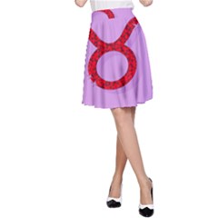 Illustrated Zodiac Purple Red Star Polka Circle A-line Skirt by Mariart