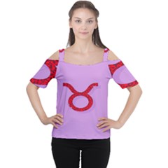 Illustrated Zodiac Purple Red Star Polka Circle Women s Cutout Shoulder Tee