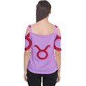 Illustrated Zodiac Purple Red Star Polka Circle Women s Cutout Shoulder Tee View2