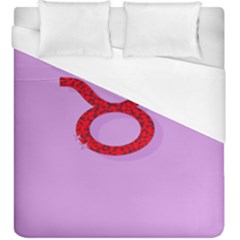 Illustrated Zodiac Purple Red Star Polka Circle Duvet Cover (king Size) by Mariart