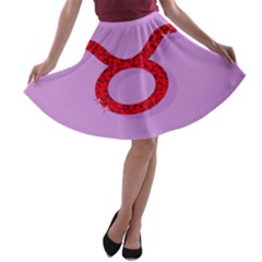 Illustrated Zodiac Purple Red Star Polka Circle A-line Skater Skirt by Mariart