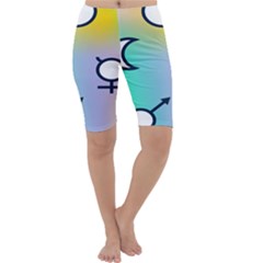 Illustrated Moon Circle Polka Dot Rainbow Cropped Leggings  by Mariart