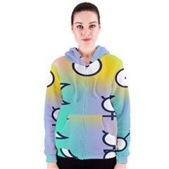 Illustrated Moon Circle Polka Dot Rainbow Women s Zipper Hoodie by Mariart