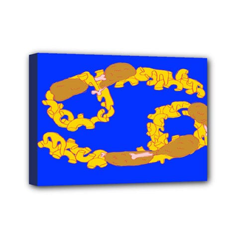 Illustrated 69 Blue Yellow Star Zodiac Mini Canvas 7  X 5  by Mariart