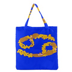 Illustrated 69 Blue Yellow Star Zodiac Grocery Tote Bag by Mariart