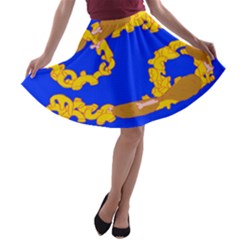 Illustrated 69 Blue Yellow Star Zodiac A-line Skater Skirt by Mariart