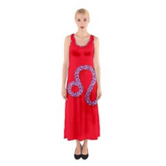 Illustrated Zodiac Red Purple Star Polka Dot Sleeveless Maxi Dress by Mariart