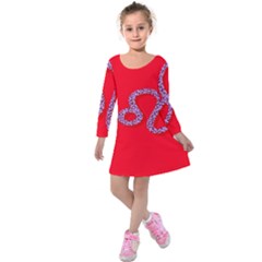 Illustrated Zodiac Red Purple Star Polka Dot Kids  Long Sleeve Velvet Dress by Mariart