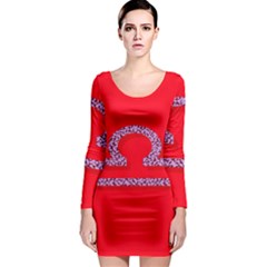 Illustrated Zodiac Red Purple Star Polka Long Sleeve Bodycon Dress by Mariart