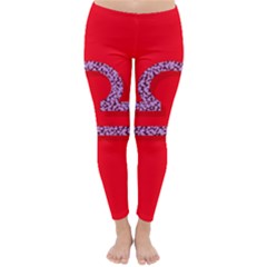 Illustrated Zodiac Red Purple Star Polka Classic Winter Leggings by Mariart