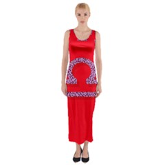 Illustrated Zodiac Red Purple Star Polka Fitted Maxi Dress by Mariart