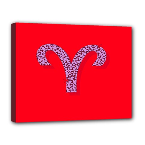 Illustrated Zodiac Red Star Purple Canvas 14  X 11  by Mariart