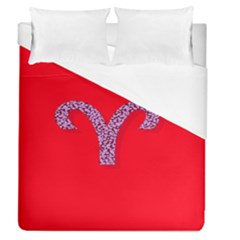 Illustrated Zodiac Red Star Purple Duvet Cover (queen Size) by Mariart