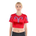 Illustrated Zodiac Red Star Purple Cotton Crop Top View1