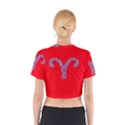 Illustrated Zodiac Red Star Purple Cotton Crop Top View2