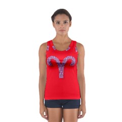 Illustrated Zodiac Red Star Purple Women s Sport Tank Top  by Mariart