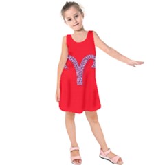 Illustrated Zodiac Red Star Purple Kids  Sleeveless Dress by Mariart